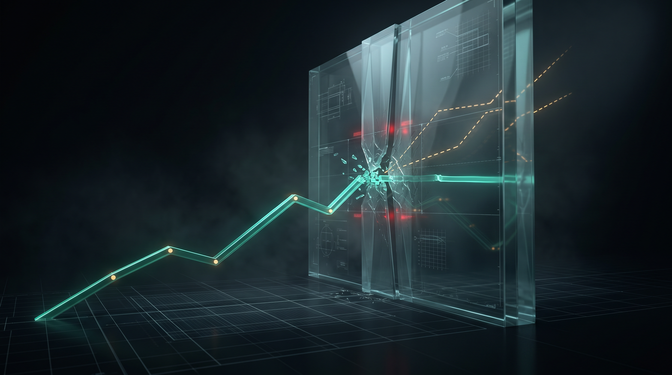 Visualização do crescimento bloqueado por uma trava estrutural